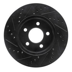 Jeep Liberty Brake Rotor (1) - Front Right - R1 Concepts - Drilled & Slotted - Black - `02-`07